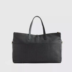 QUINCE - Italian Leather Triple Compartment Weekender Black NWT  -